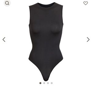 Skims Fits Everybody Onyx Black High Neck Sleeveless Bodysuit